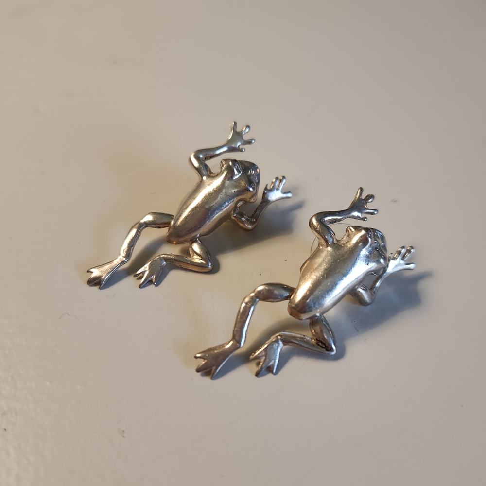 Sterling Silver Frog Earrings